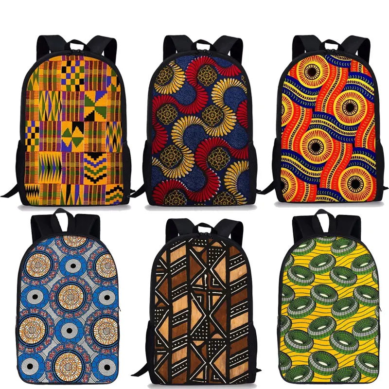 Latin America  School Bags for Kids African Tradtional Printing Primary School Bag Children Shoulder Bagpack Girls  Book Bag