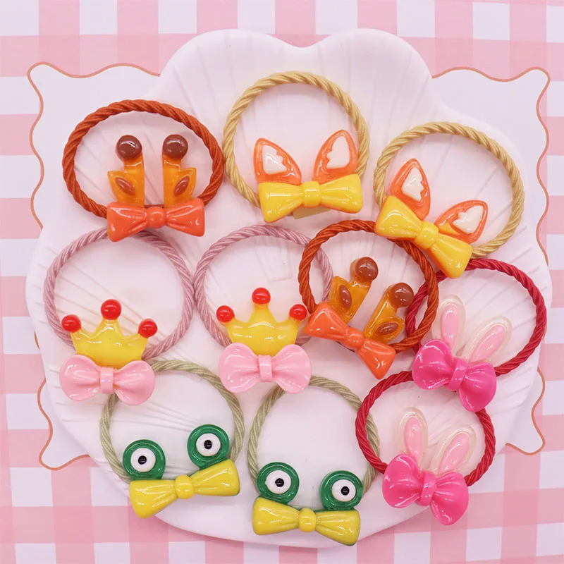 

2Pcs Animal Ears Antlers Rabbit Rubber Bands Ponytail Holder Headband Hair Rope Girls Hair Accessories Decorations Ties Gift