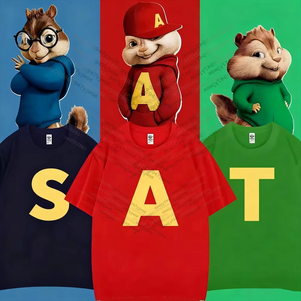 

Alvin And The Chipmunks Красная рубашка унисекс S/P Movie Promo Nerd Geek Animation Футболка для взрослых Футболки с графическим рисунком Хлопковые мужские футболки
