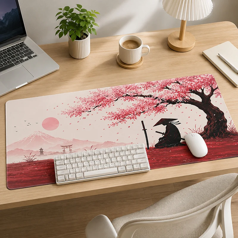 Mouse Pad Cherry Blossom Mount Fuji Gamer XL Large Computer New Mousepad XXL Playmat Soft Natural Rubber Non-Slip PC Table Mat