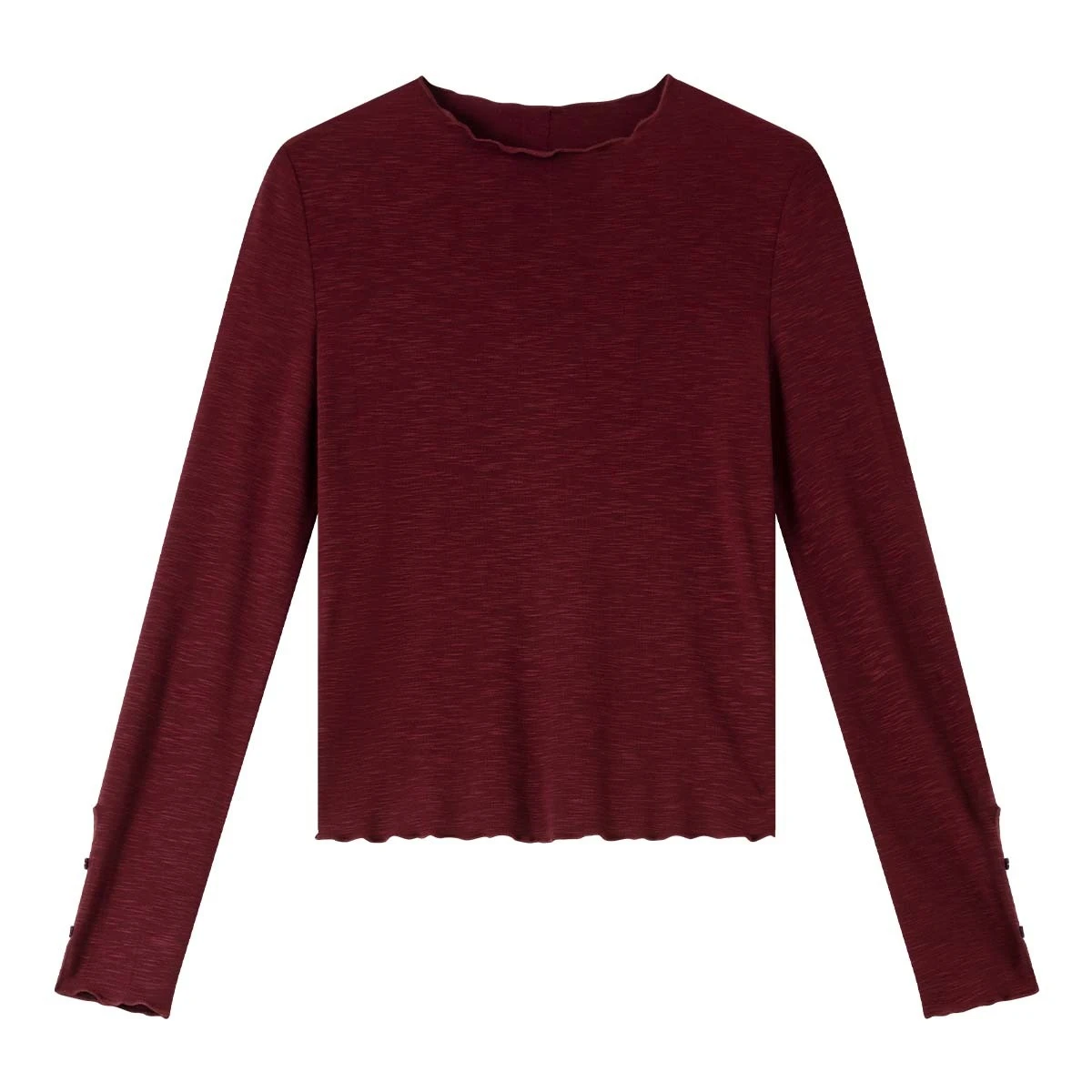 VIMLY Dames Wit Lange Mouw Tops Casual Ruches Ronde Hals Dames Tee Herfst 2025, Elegant Gebreid Stretch T-shirt Femmes A2389