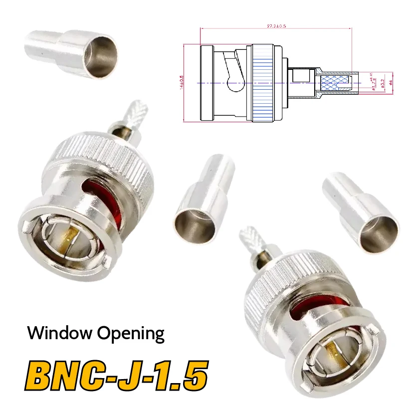 

BNC-J-1,5 штекерный разъем RF коаксиальный разъем обжимной для кабеля RG174 RG316 LMR100 медный никелированный адаптер с рисунком