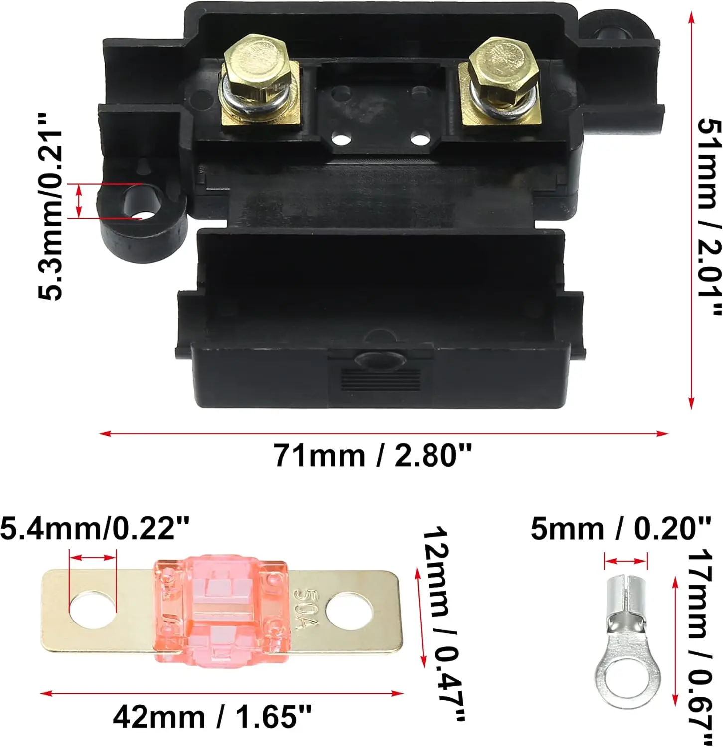 1 Set Sicherungshalter 30-200 Ampere Midi-Sicherung für Gabelsicherungen DC 12V 24V Auto-Klimaanlagen-Sicherungskasten Auto-Zubehör – Detail 2