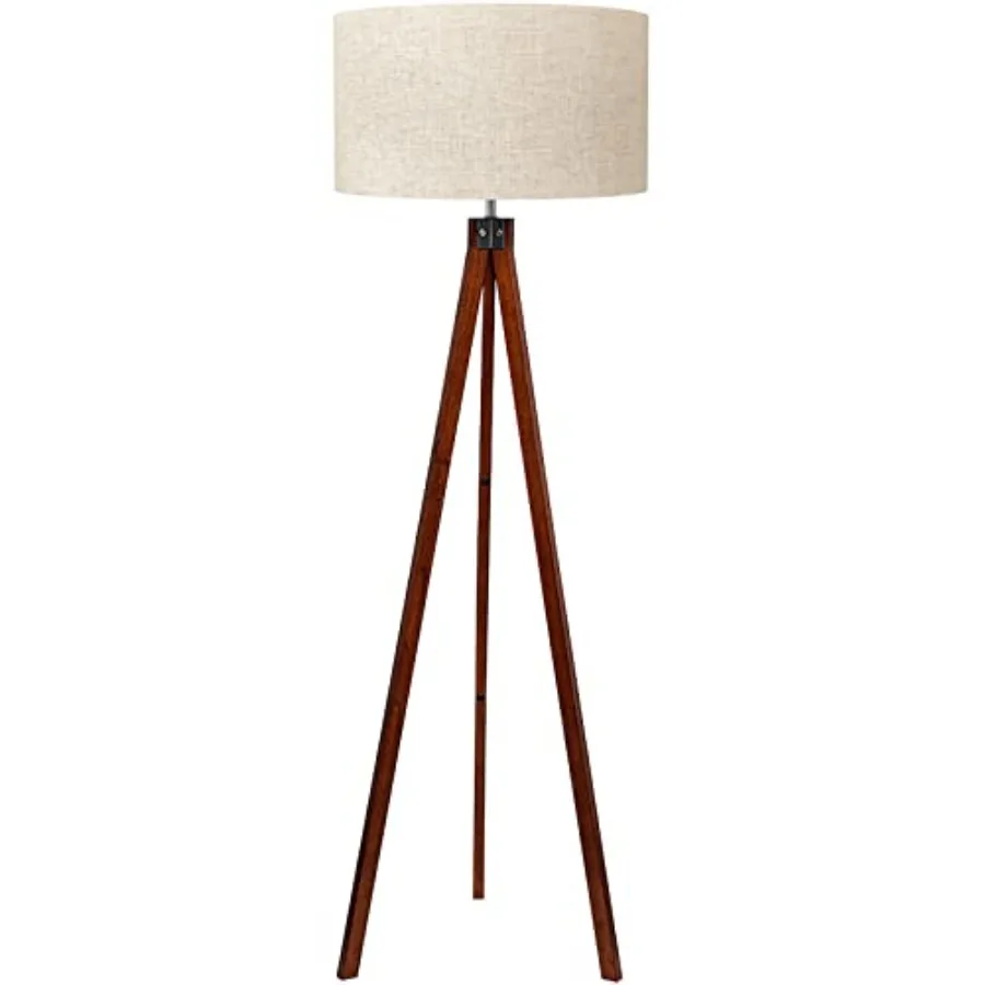 Wood Tripod Floor Lamp, Mid Century Standing Lamp, Modern Design Studying Light for Living Room, Bedroom, Study Room and Office