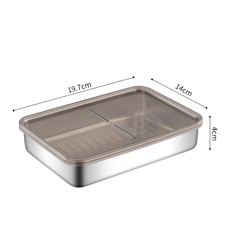 Stainless Steel Refrigerator Meat Storage Box Food Storage Containers With Lid Refrigerator Organizer Container Kitchen Storage