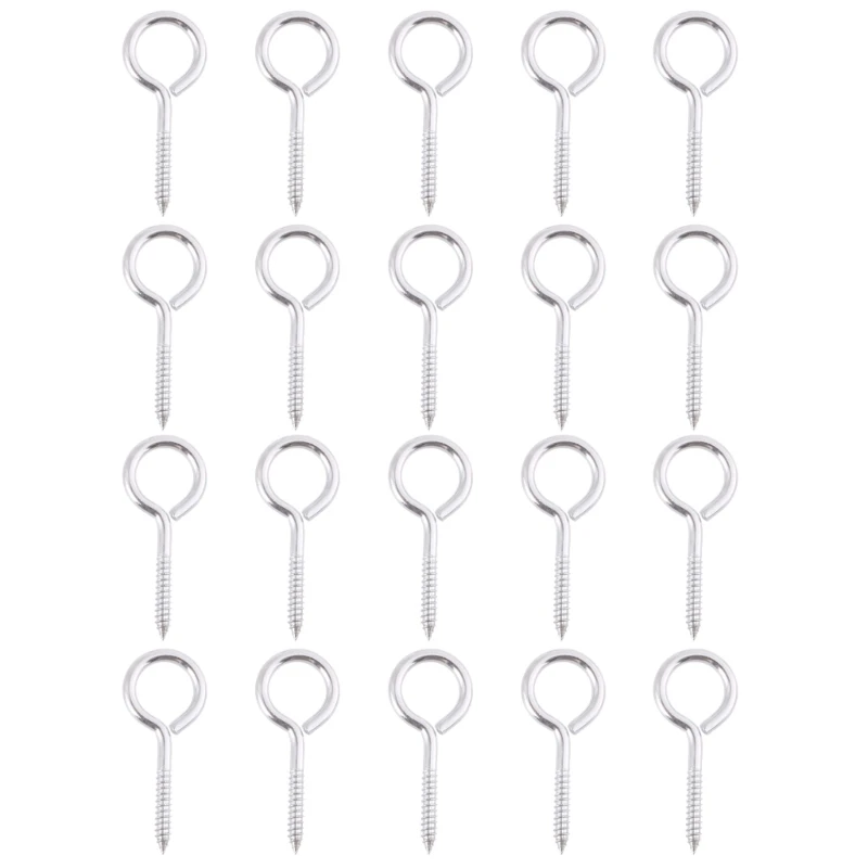 

20Pcs Stainless Steel Eyes Screws Metal Small Tapping Screw Hook Rings Self Tapping Eyelet Screw for Indoor & Outdoor Use