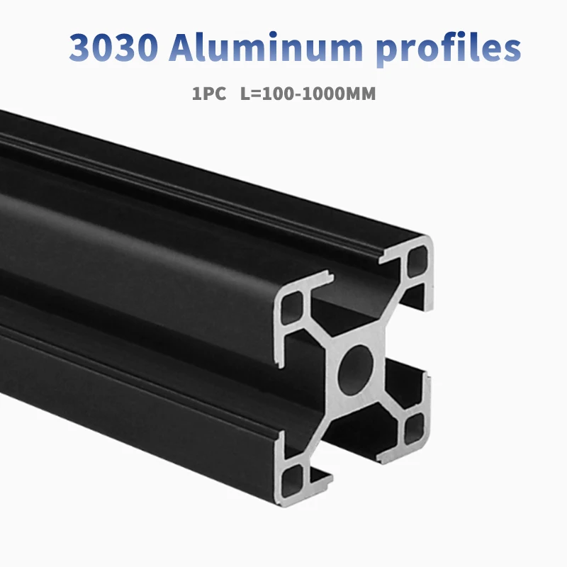 

1PC BLACK 3030 T-slot European Standard Anodized Aluminium profile Extrusion 100mm-1000mm Length Linear Rail for CNC 3D Printer