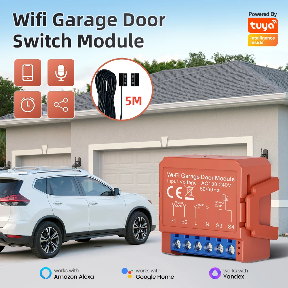 MIUCDA Tuya Smart WiFi Garage Door Module Switch Door Opener Controller Smart Life APP Voice Remote Control & Alexa Google Home