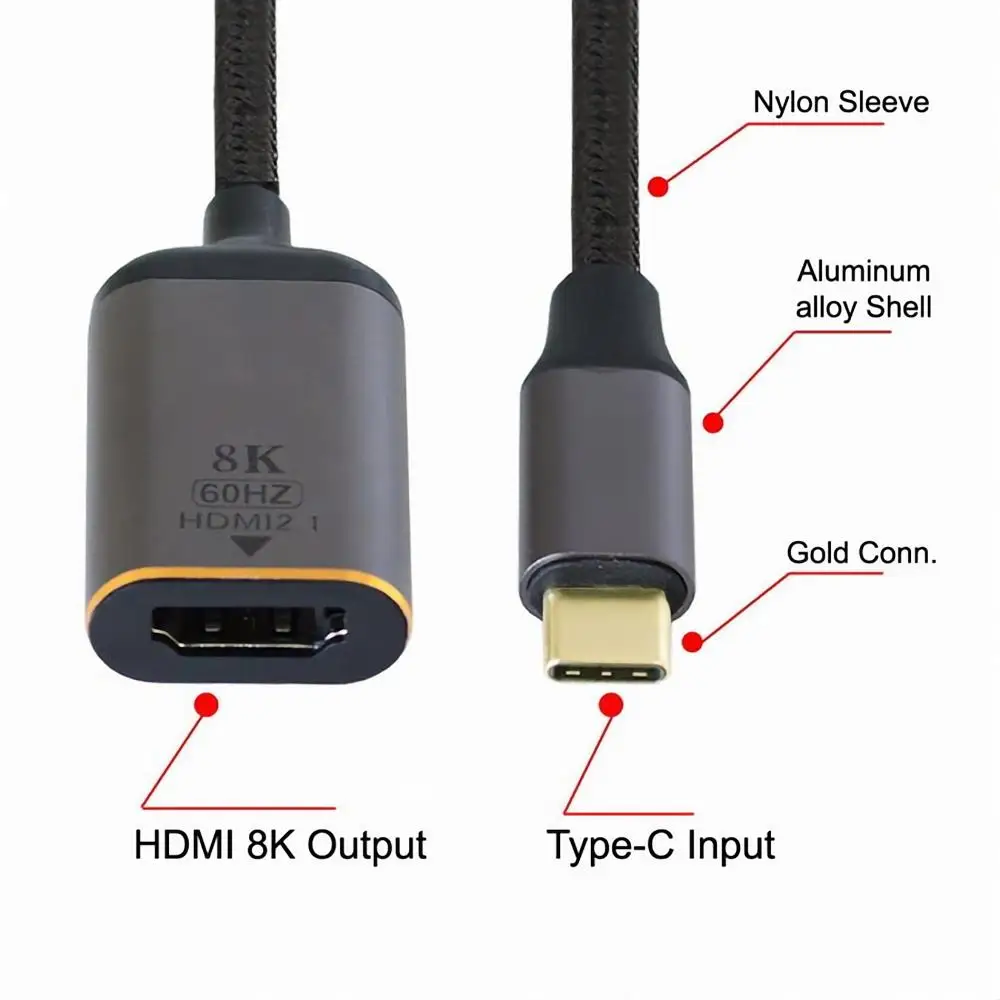 USB4 to HDMI Converter Adapter USB-C Type-C Source to Female HDMI 2.1 Cable Display 8K 60HZ UHD 4K HDMI Male Monitor