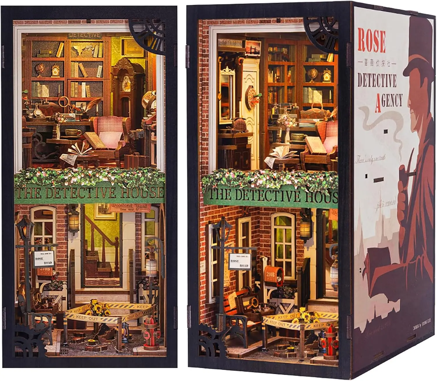 Book Nook Kit - DIY Miniature House Dollhouse Kit for Adult and Teens, Booknook Bookshelf Decor Alley Model Build with LED Light