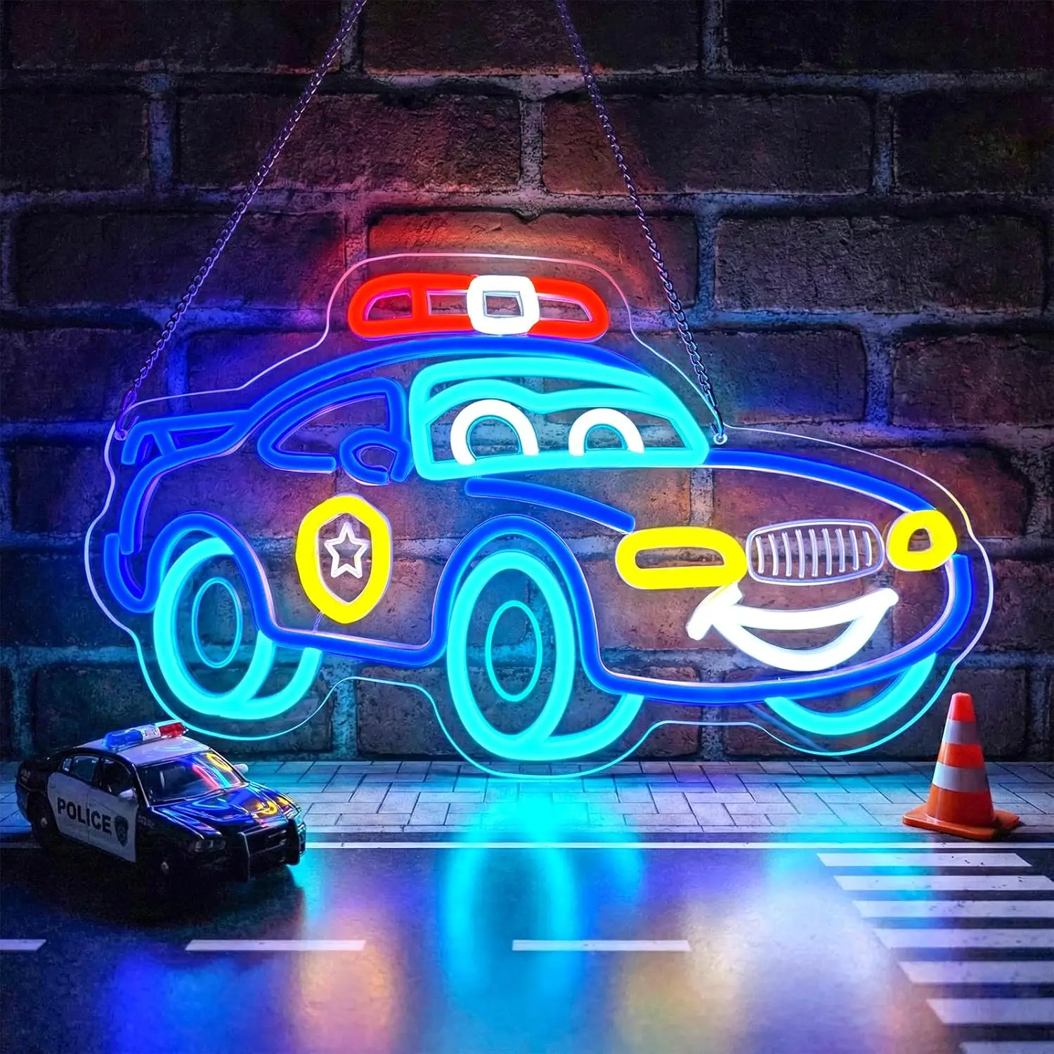 

Cartoon Police Car Neon Sign Wall Art Light USB LED Neon Light for Bar Gaming Room Garage Party Bedroom Decoration Birthday Gift