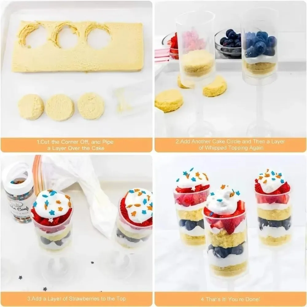 10PCS Transparent Push Pop Cake Tubes Round Cylinder Cake Push Up Containers With Lid Reusable Pushable Cake Holders Ice Cream
