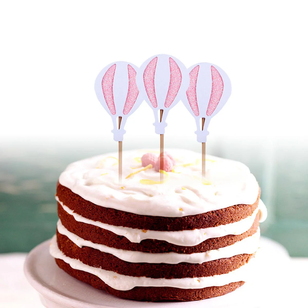 

9Pcs Hot Air Balloon Cake Toppers Glitter Decorations Creative Picks Cupcake Cheese Environmental Friendly