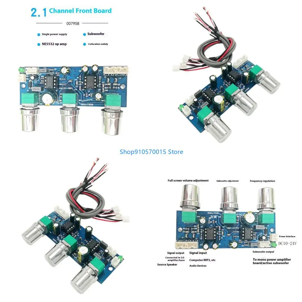 B95C NE5522 Single Power Auditory Preamp Module 2.1Ch Processing Low Pass Filter
