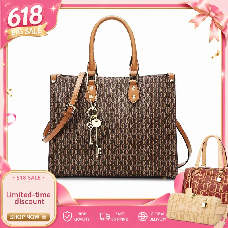 

CH Women's Shoulder Bag Simple Atmosphere Style Women's Handbag Letters Printing Design Women's Large Capacity Commuter Bag