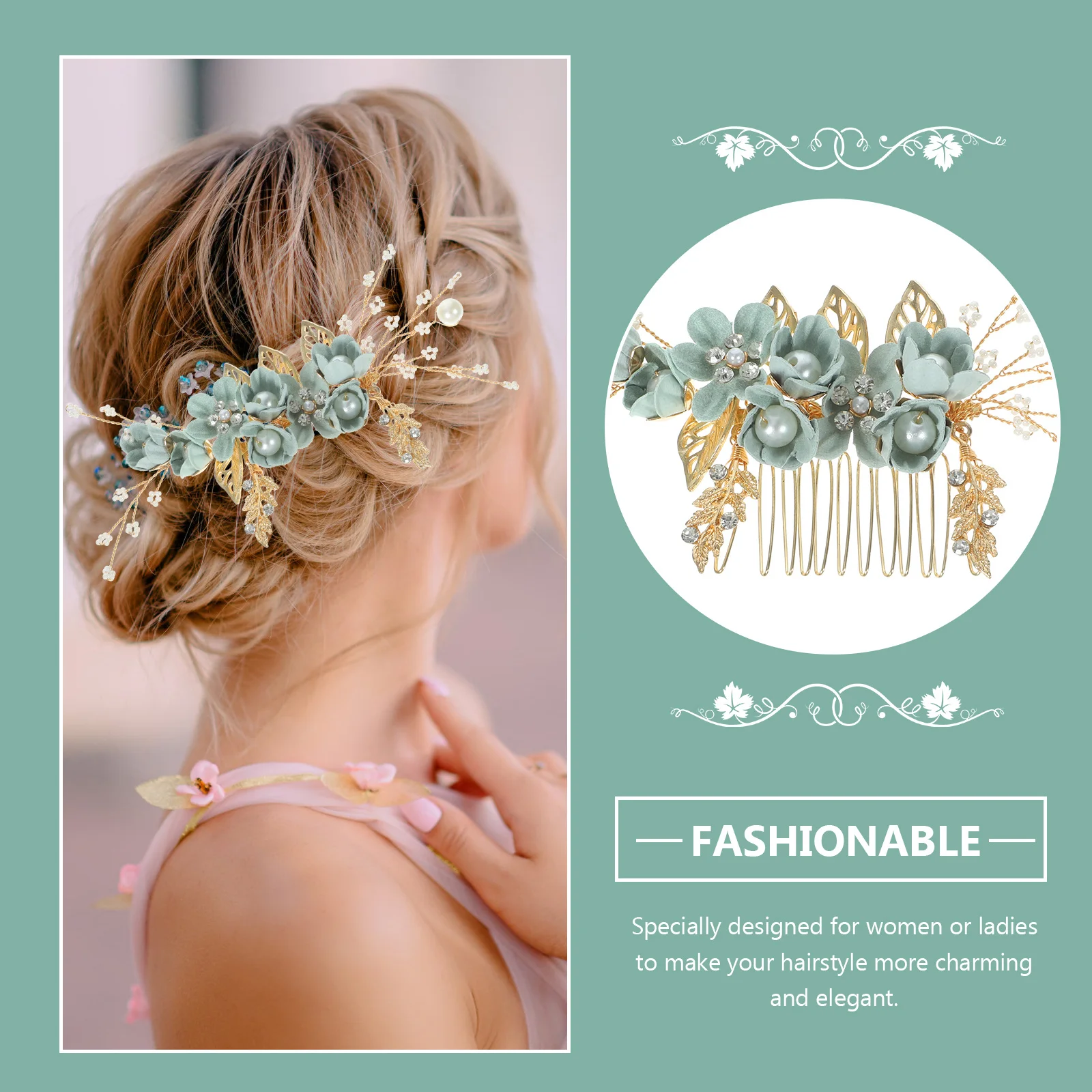 

Bridal Hair Comb Crystals Green Alloy Rhinestone Wedding Accessories Bride Party Engagement Anniversary Special Occasions