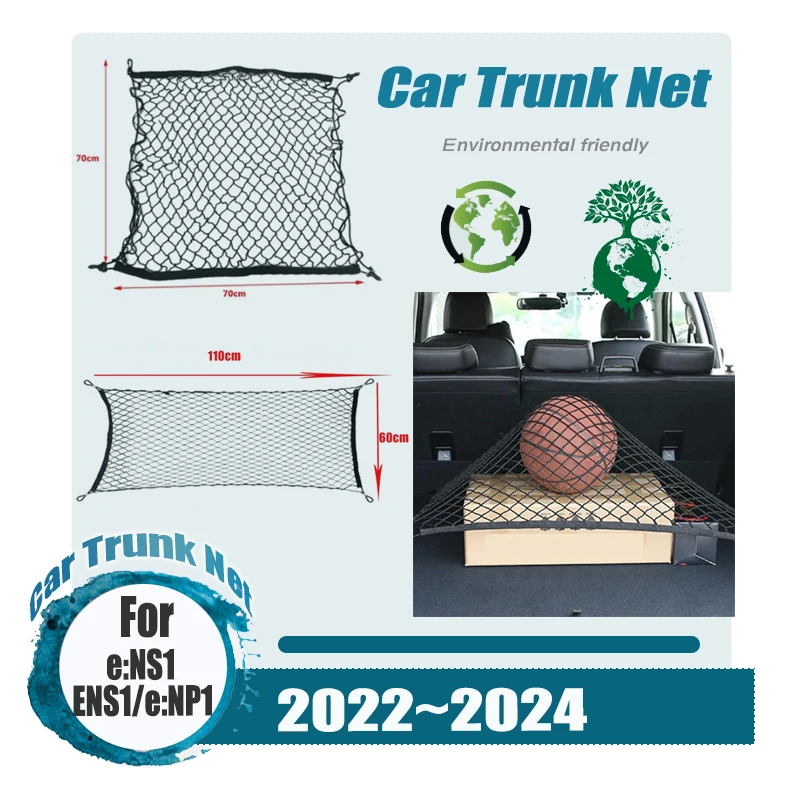 

4 HooK Car Trunk Net For Honda e:NS1 e:NP1 EV ENS1 e:Ny1 2022~2024 Back Rear Trunk Elastic String Luggage Mesh Car Acessories