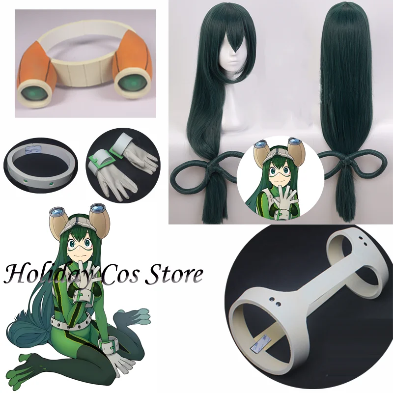 Аниме Asui Tsuyu аниме аксессуары для косплея женский пояс зеленый синтетический парик телескоп ручная броня реквизит для Хэллоуина