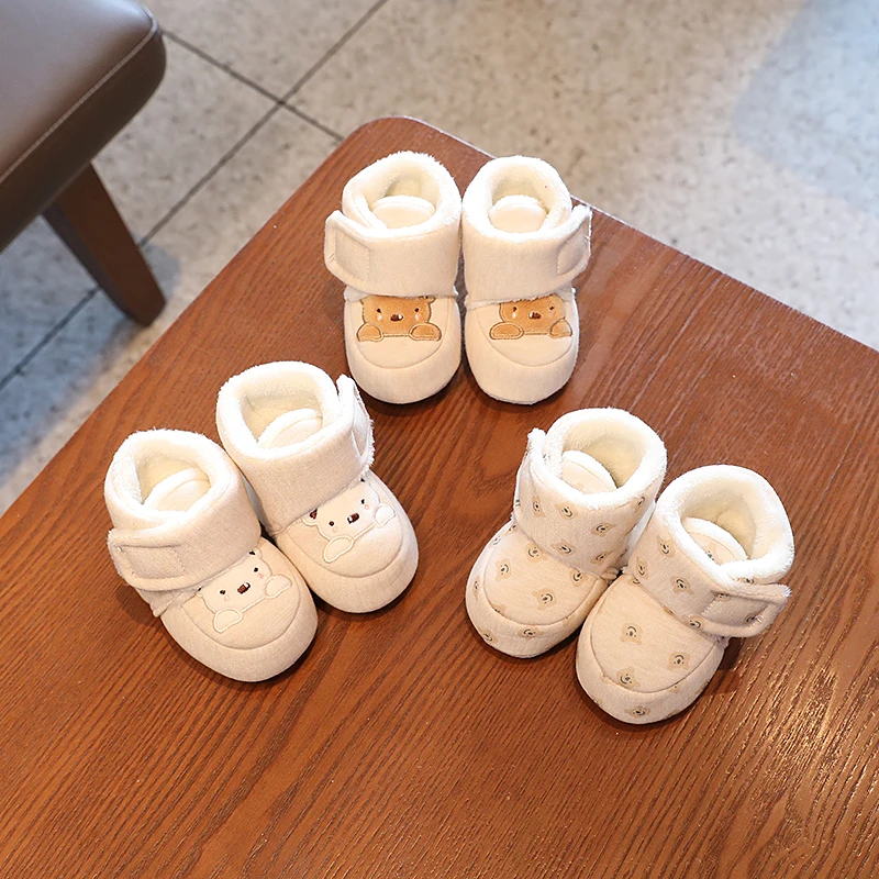 0-18 months Super Cute Winter Snow Baby Boots Cute Bear Warm Booties For Kids Soft Sole Infant Newborn Toddler Baby Girl Shoes