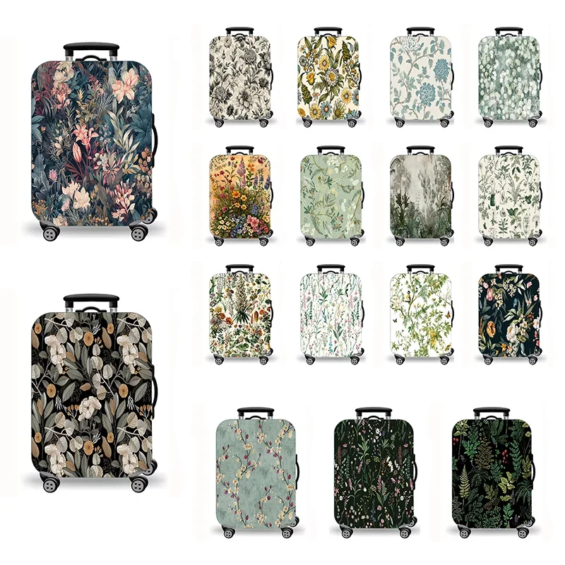 

Luggage Cover, Vintage Botanical Floral Print Stretch Suitcase Protector for Travel, 17 Styles Retro Plant Art