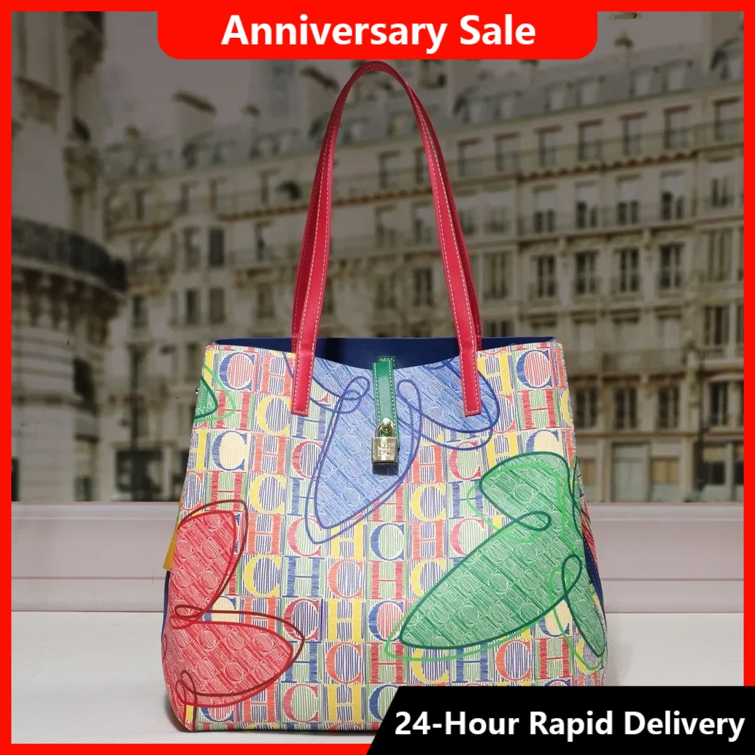 

CH Women's Handbag Fashion Letter Printed Flower Design Large Capacity High End Texture Crossbody Bag