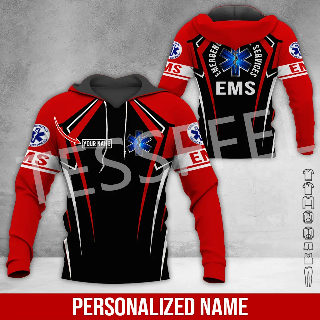 

Custom Name Cosplay EMT EMS Paramedic Tattoo Tracksuit Vintage Unisex 3DPrint Pullover Harajuku Jacket Casual Funny Hoodies N-21