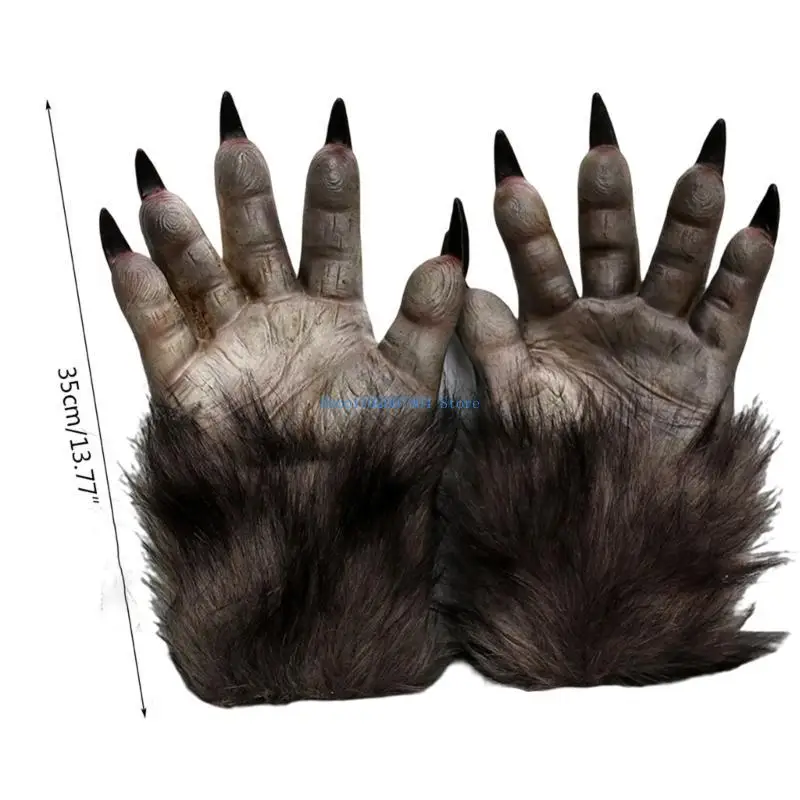 N7YF Halloween Scary Wolf Klauenhandschuhe Animal Festival Cosplay Latex Horte Kostüm Accessoire Carnival Party Dekor