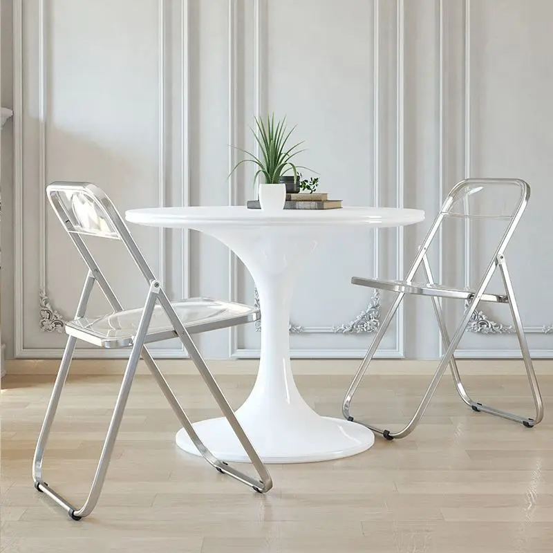 Household Transparent Folding Chair Fashion Crystal Dining Chair Light Stool With Backrest Photography Chair And Makeup Chairs