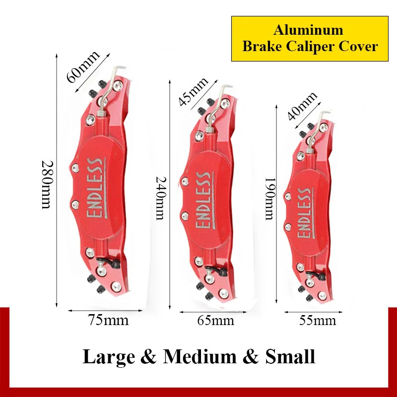 2PCS Universal 3D Aluminum Brake Caliper Cover, Fixing By Screws, Car Styling For BMW Audi Mercedes Benz VW Honda Lexus Toyota view 3