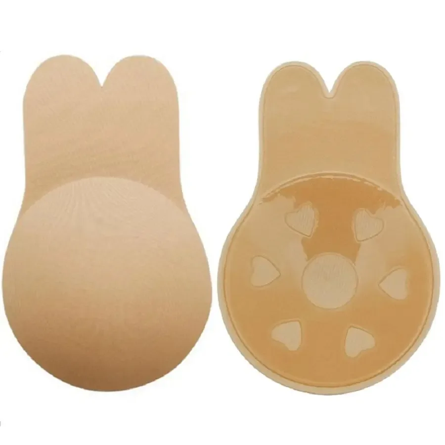 Women Push Up Bras Self Adhesive Silicone Strapless Invisible Bra Reusable Sticky Breast Lift Tape Rabbit Nipple Cover Bra Pads