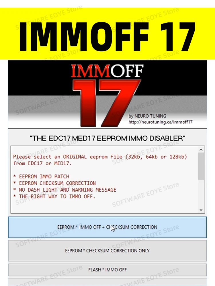 IMMOFF17 Software EDC17 Immo off17 Ecu Program NEUROTUNING immoff17 Disabler send with keygen Car software