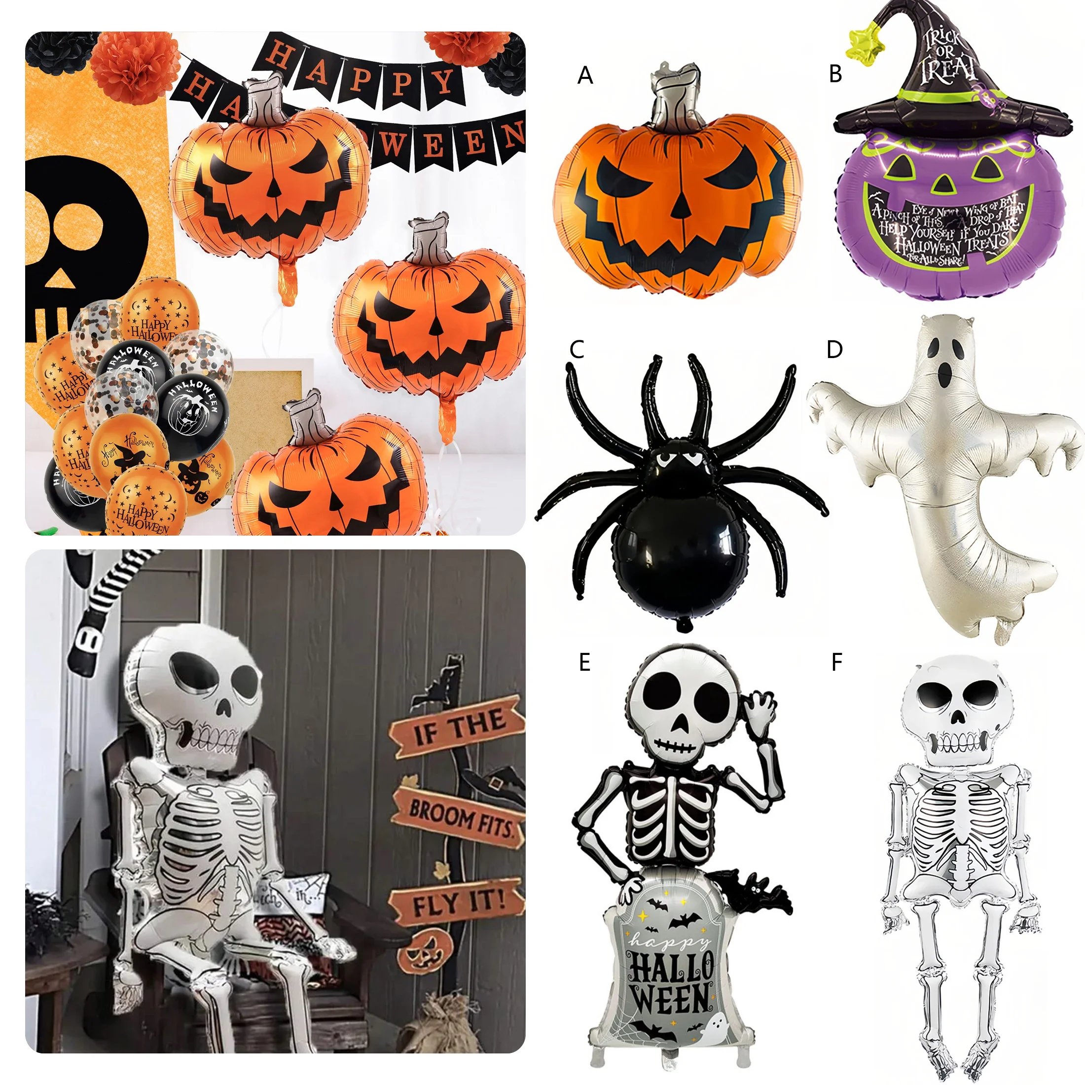 Halloween Kürbis Spinne Gruselige Skelett Dekoration Luftballons Halloween Thema Party DIY Szene Dekoration Aufblasbare Luftballons