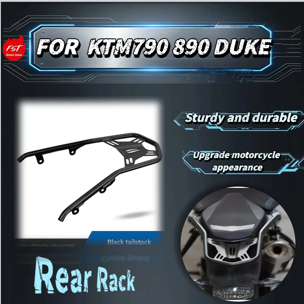 For KTM 790 DUKE 890 DUKE Motorbike Heavy-Duty Stainless Steel Rear Tail Rack Load-Bearing Cargo Holder Lossless Install Parts