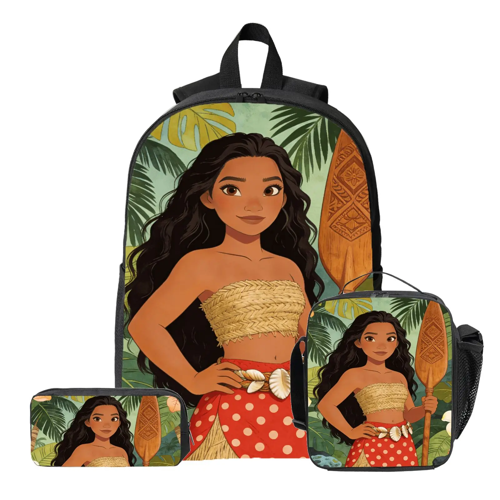 

3pc Moana theme Backpack, Pencil Case, Lunch Bag, High-Quality Cute Casual Shoulder Bag for Everyday Use