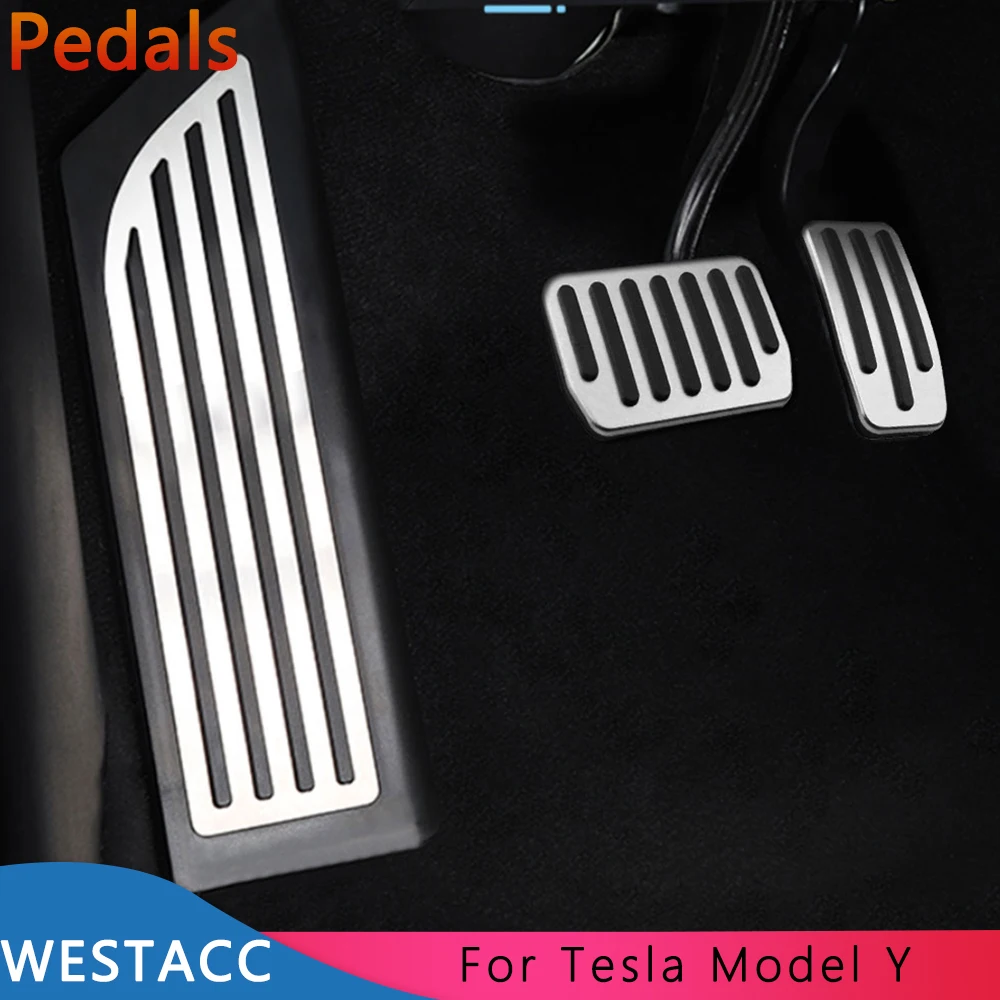 Car Pedals for Tesla Model Y ModelY 2019 2020 2021 Stainless Steel Accelerator Gas Brake Rest Pedal Covers Interior Accessories