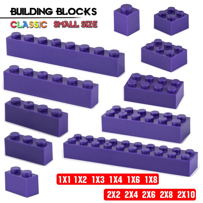 

Building block 1X4 1X8 2X6 2X10 hole Purple brick basic accessories education creativity compatible brand building block toy