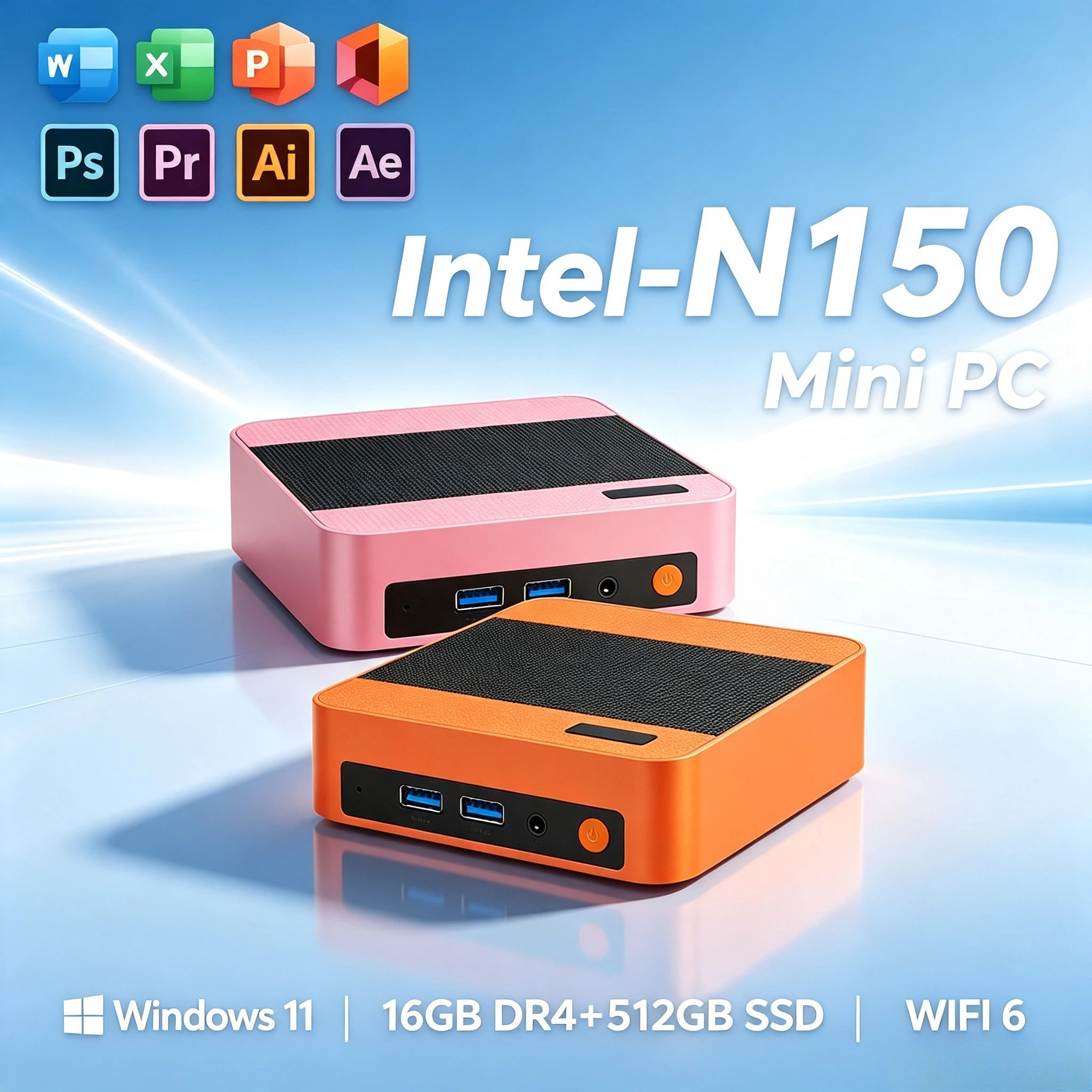 Intel Core N150 Windows 11  Portable Pc Computer 16GB RAM 1/2TB SSD WIFI 6 BT5.2 4K 60Hz HD Mini Gaming Office Study Pc