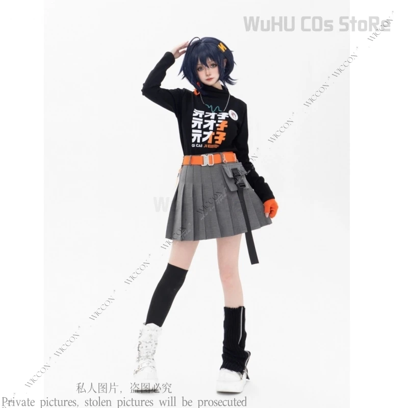 Game Zenless Zone Zero Anime Belle Cosplay Costume Wig Women Uniform Outfit Cos T-shirt Skirt Daily Outfit Halloween Party