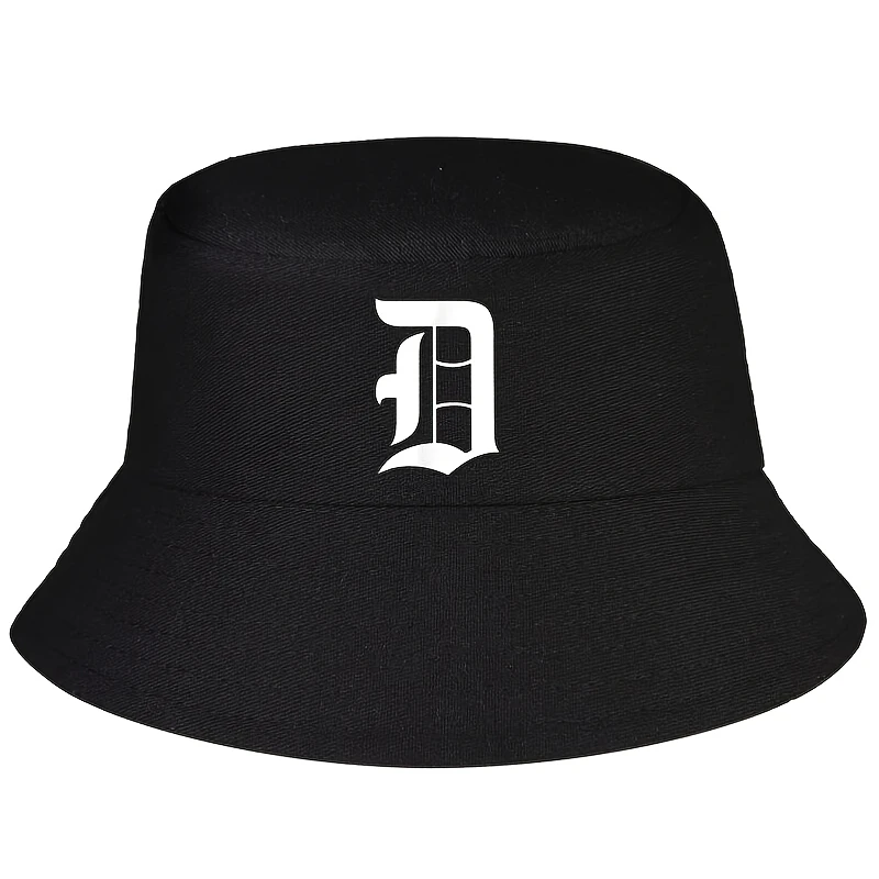 Letter D Old Font Style - Retro Monogram & Alphabet Bucket Hat Unisex Men Outdoor Sun Bucket Hat