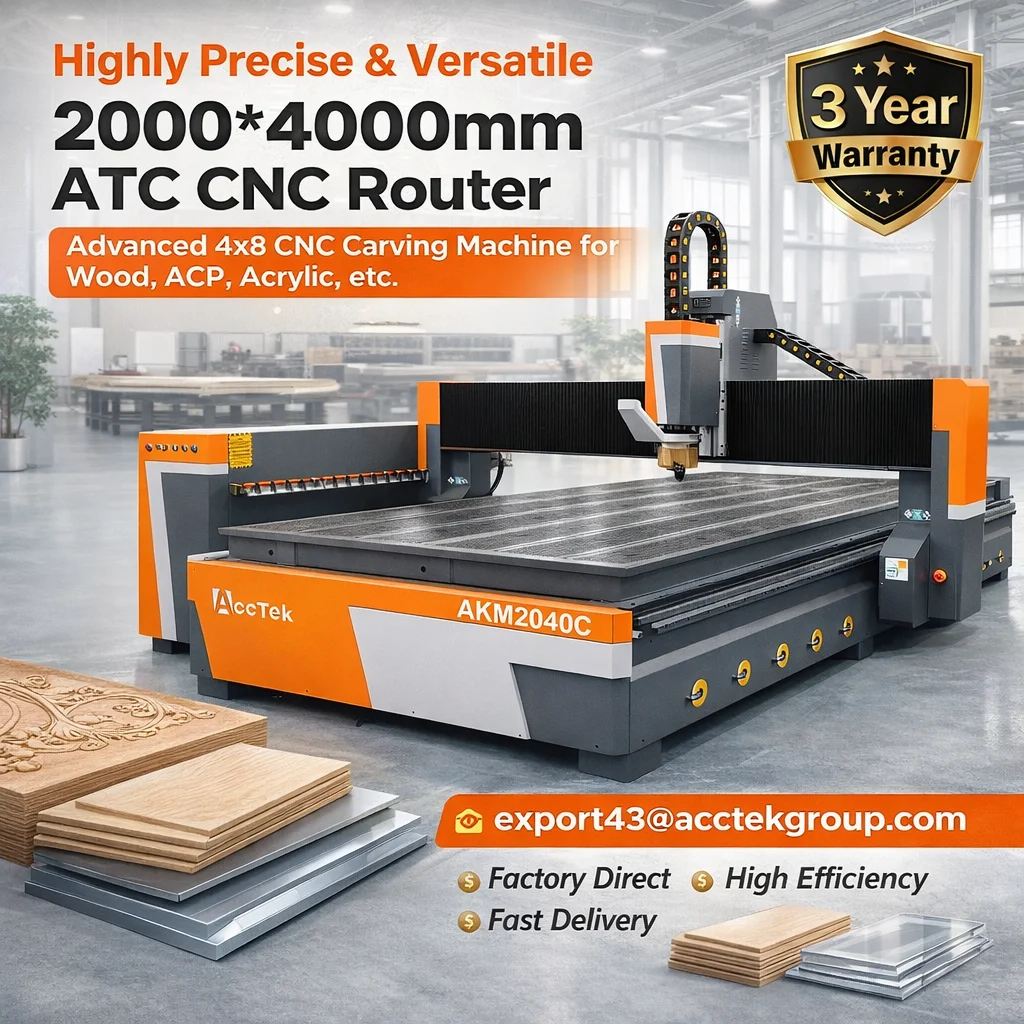 High Precision 2000x4000mm ATC CNC Router for Wood Acrylic MDF Engraving Cutting Carving
