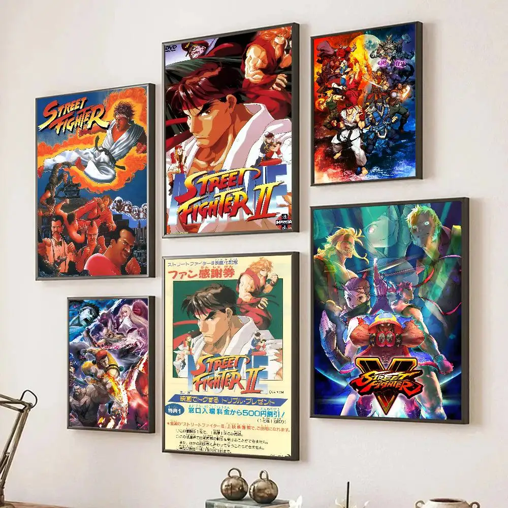 Video Game Street Fighter Poster Self-adhesive Art Room Entrance Restaurant Wall Decor Art Painting