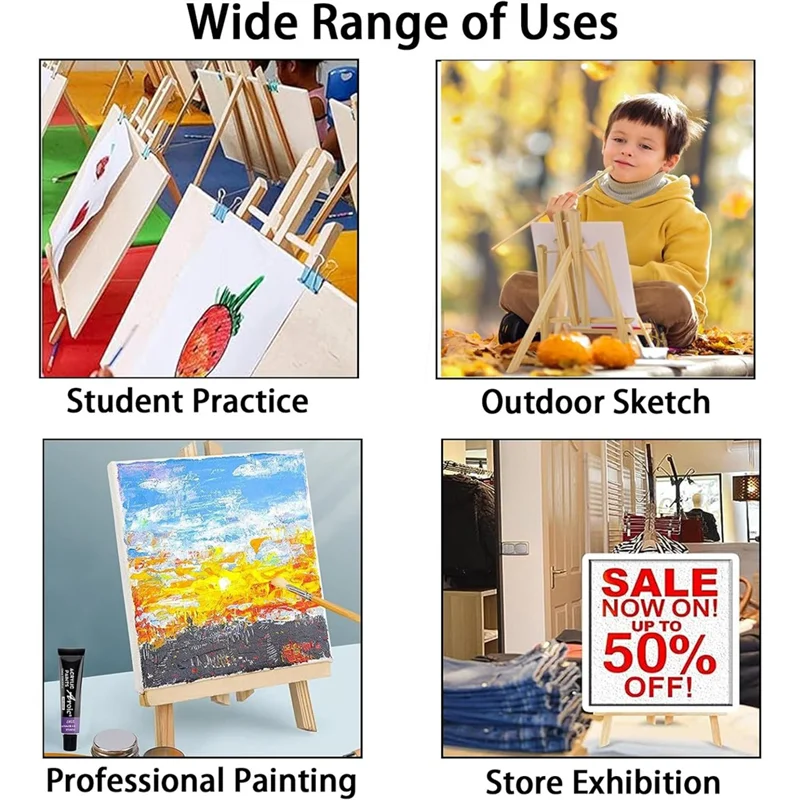 

AED5-6Pcs 16 Inch Wood Easels,Easel Stand For Painting Canvases,Tabletop Display Easel,Painting Easel, Kids Student Easels