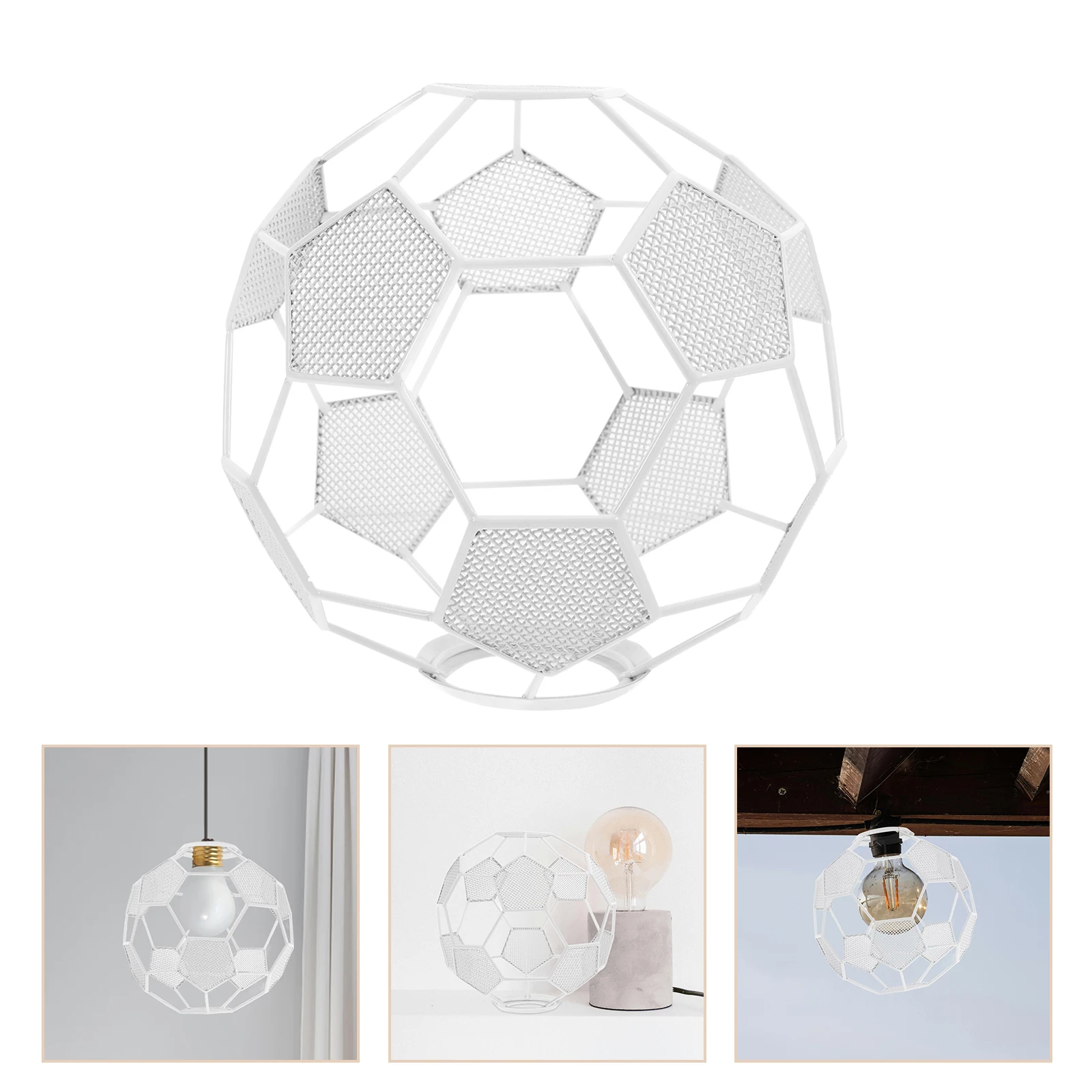 

Football Lamp Shade Iron Hollow out Soccer Light Cage Vintage Metal Chandelier Cover Industrial Lampshade For Living Room Bar
