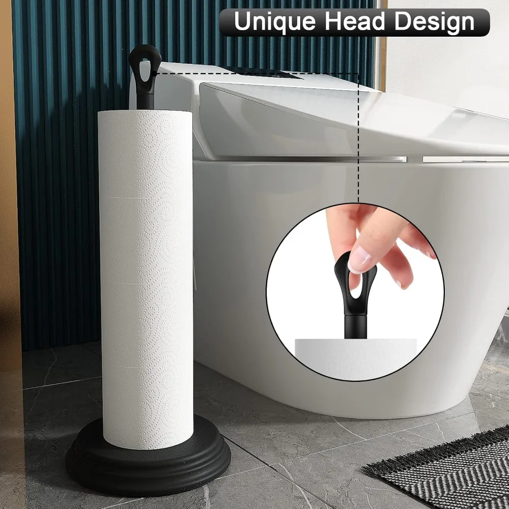 Free Standing Toilet Paper Holder with Storage, Rustproof Metal Tissue Roll Stand for Bathroom, Space Saving, Easy Setup, Black view 6