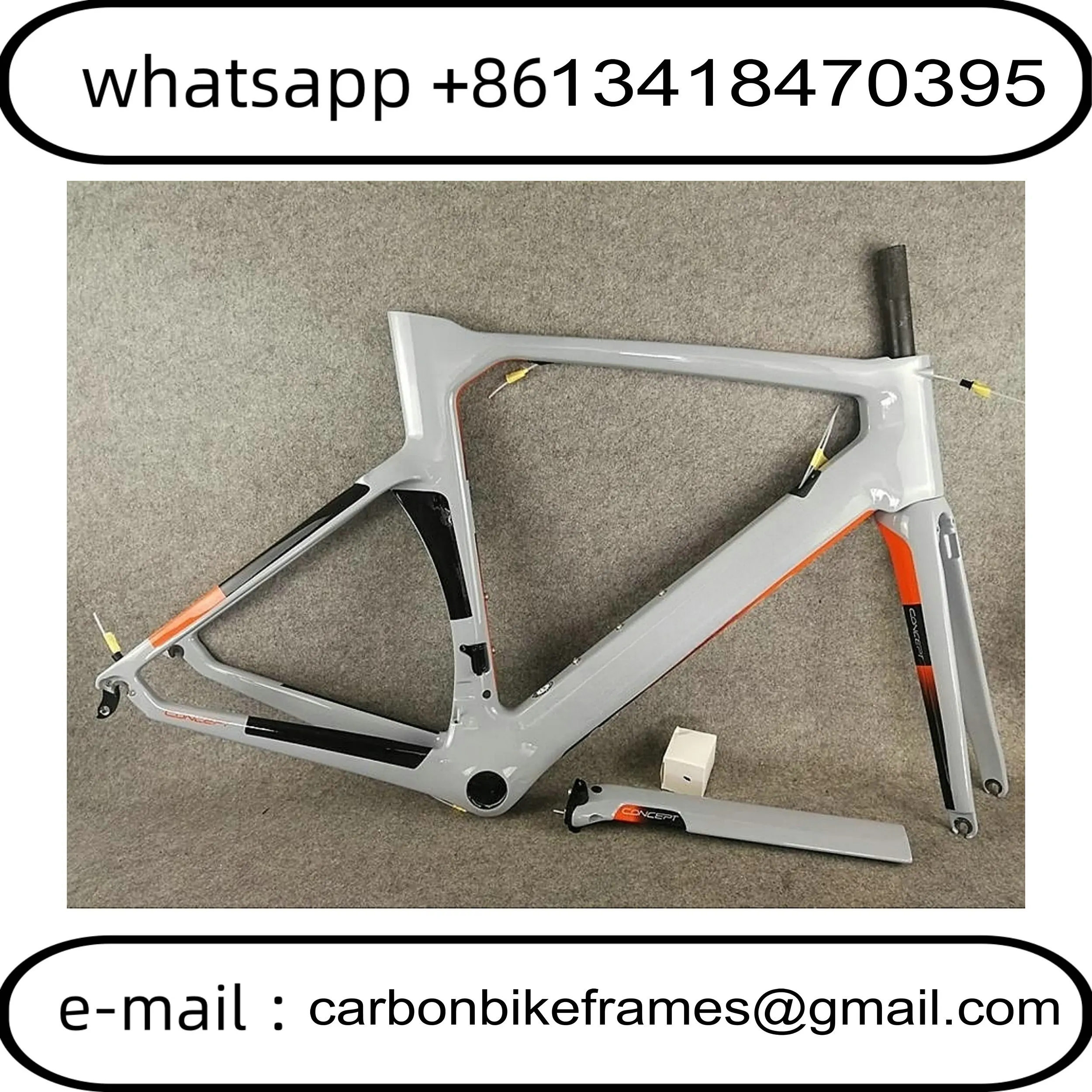 

T1000 Concept Road Carbon Frameset Speed Bike Frames BB386 Disc/Rim Brake DPD Grey