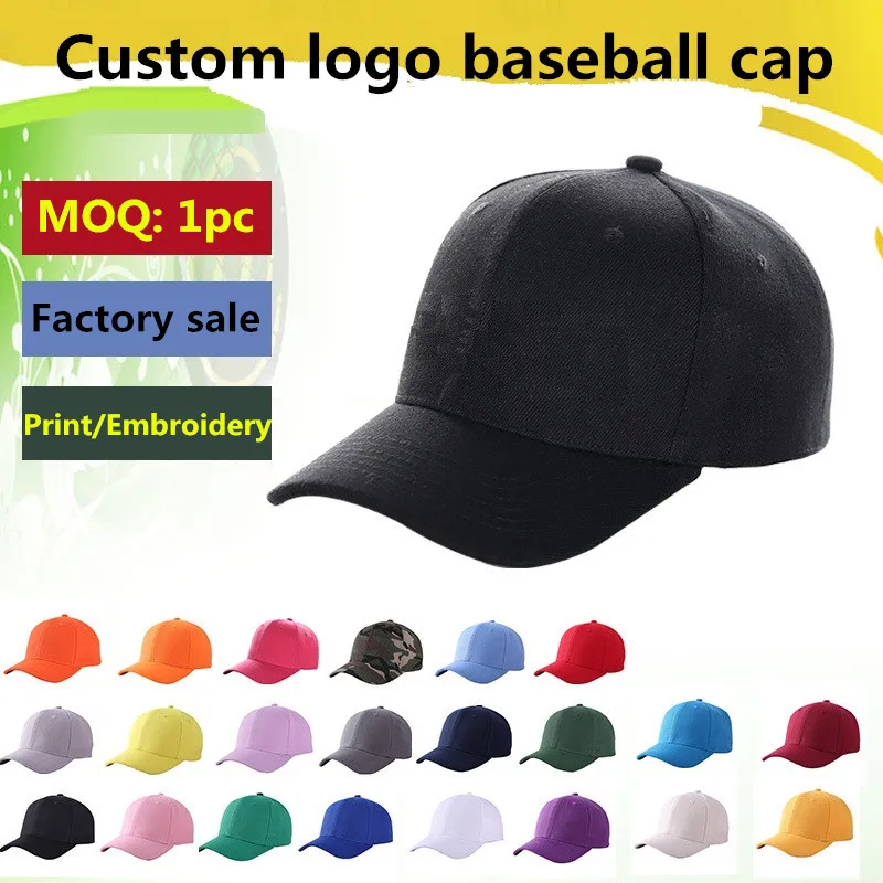 20pcs/Lot embroidery logo women men solid casual baseball cap Custom logo sports hat Trucker cap Curved golf fishing hats