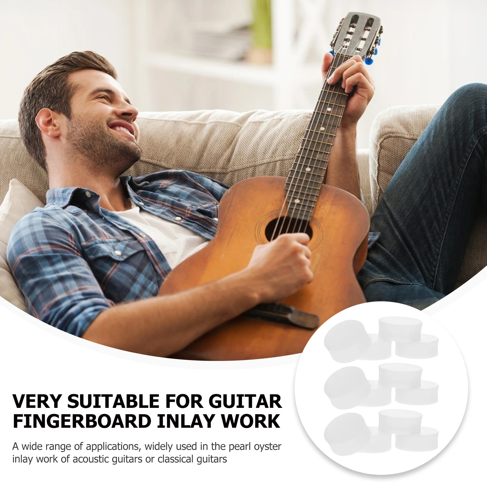 

20Pcs Acoustic Classical Guitar Shell Inlay Dots Round Fingerboard Binding Natural Shell Material Bright Color