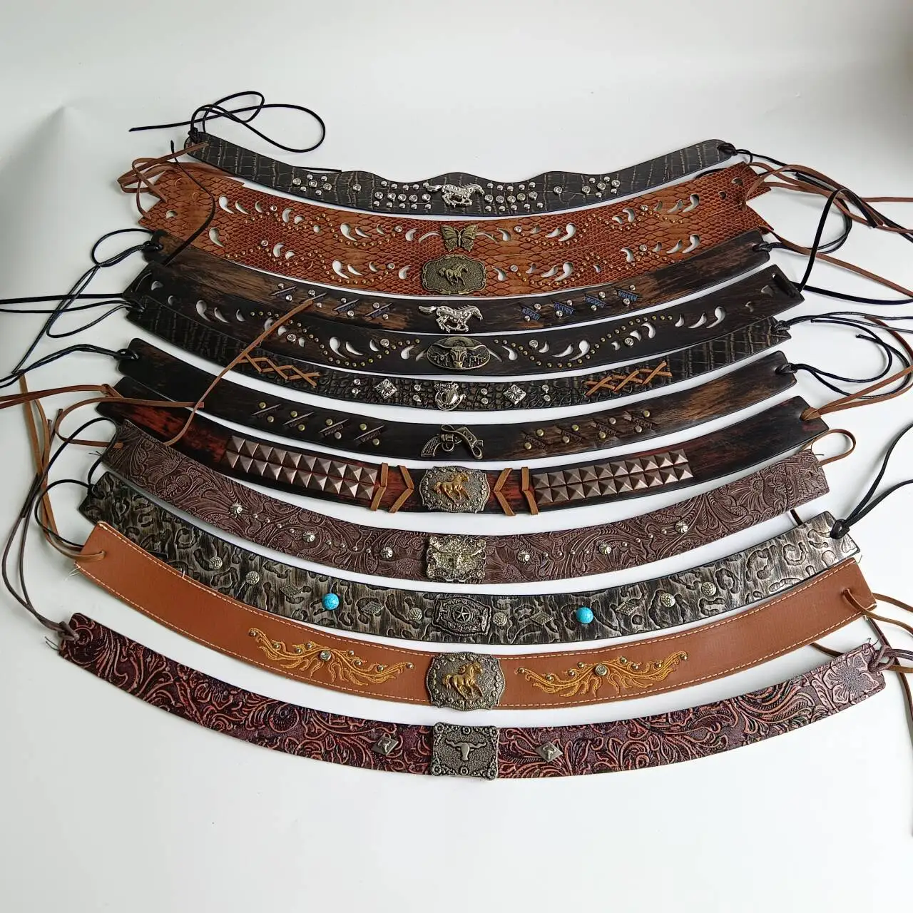 2026 New Bull Head leather Accessories Western unisex retro  sombrero vaquero sombrero vaquero