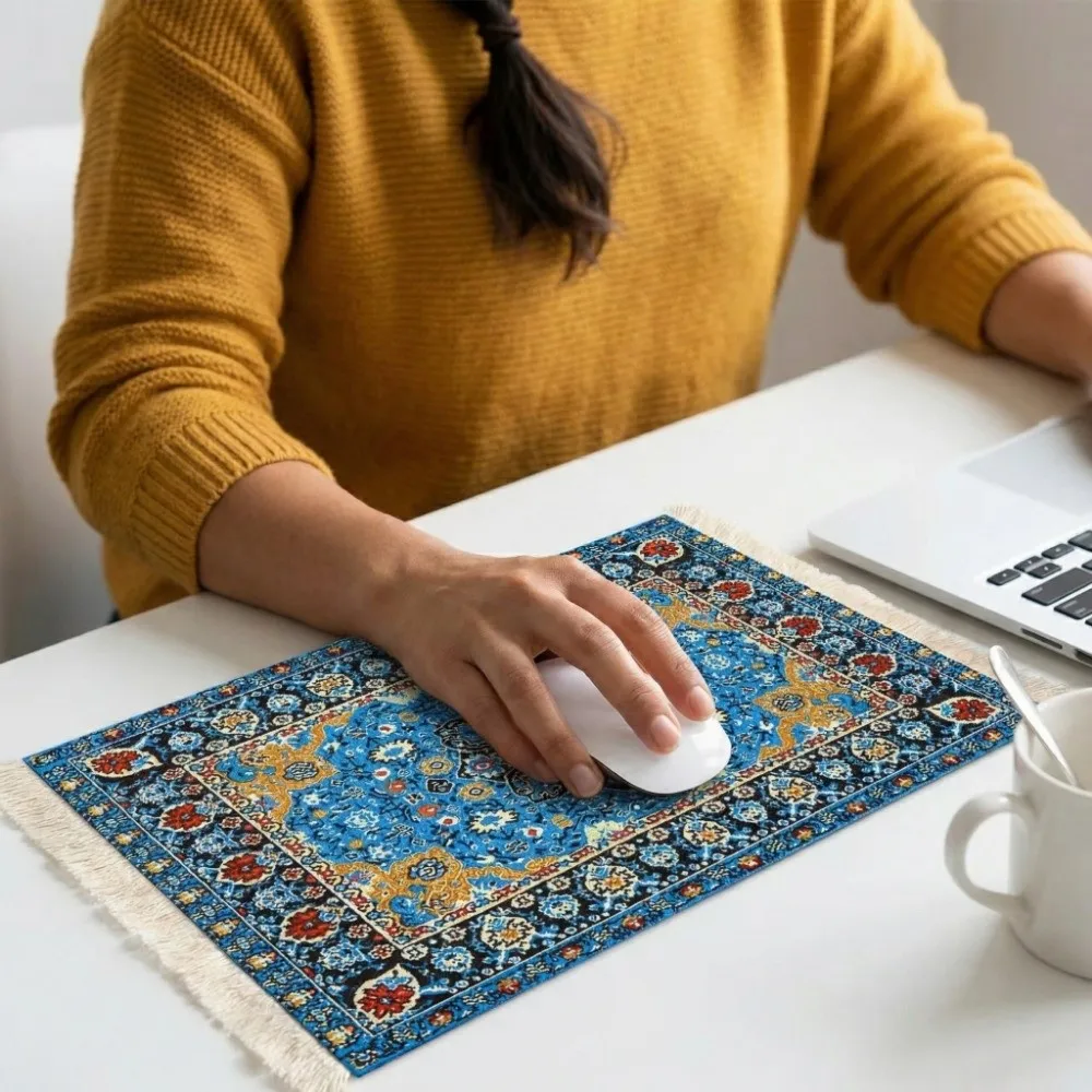 Pet Pad Bohemia Persian Mouse Pad with Tassel Anti-slip Gaming Mouse Pads Durable Rectangle Shape Desk Mat Gaming Setup