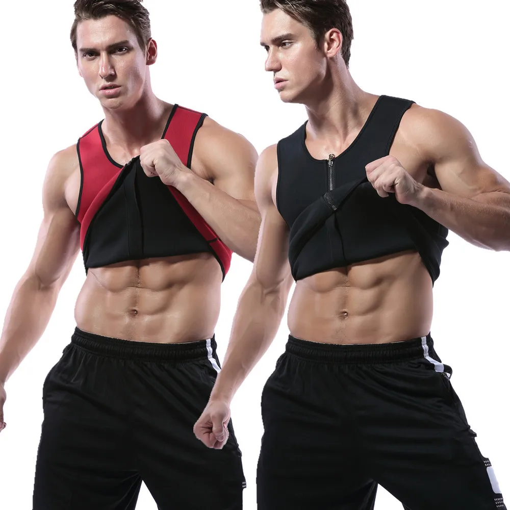 

Men Sauna Sweat Suits Neoprene Workout Weight Loss Waist Trainer Body Shaper Zipper Slimming Shapewear Elastic Sports Tank Top